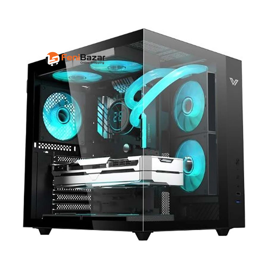 Value Top TYPHOON F5 Mid Tower ATX (Tempered Glass Window) Black Gaming Desktop Casing